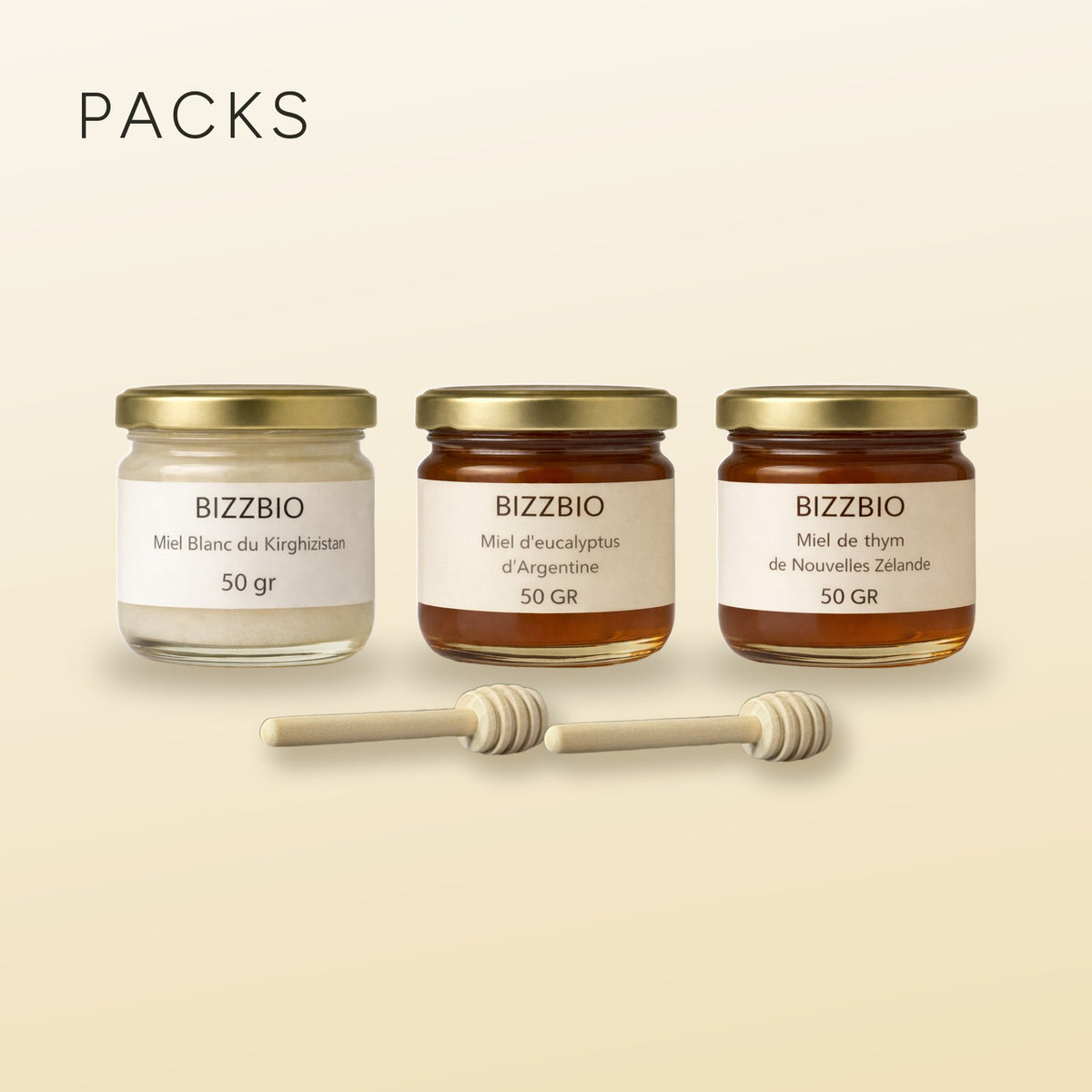 Packs BIZZBIO : mini pots et cuillères à miel